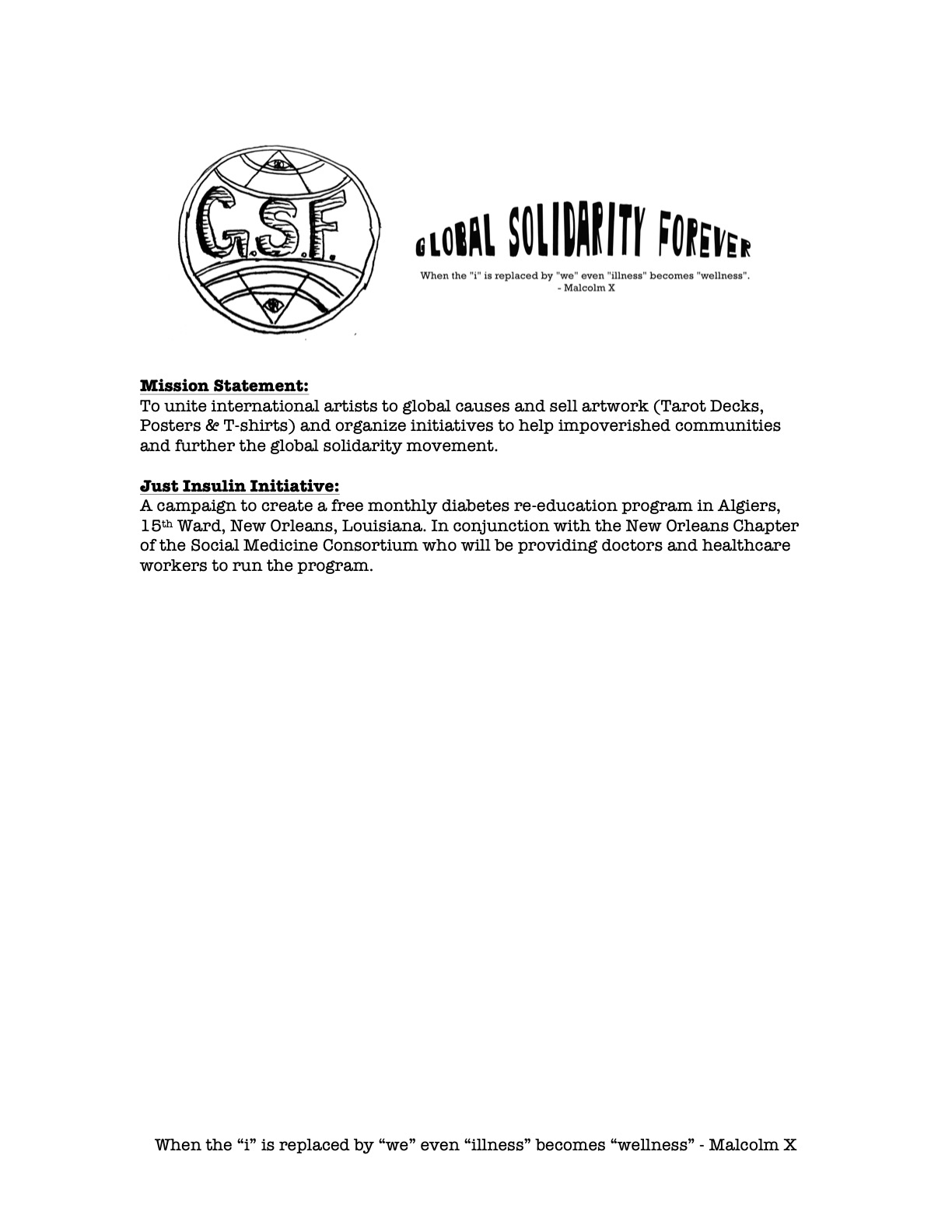Global Solidarity Forever Movement Mission Statement